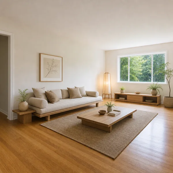 The room restyled in Japandi style