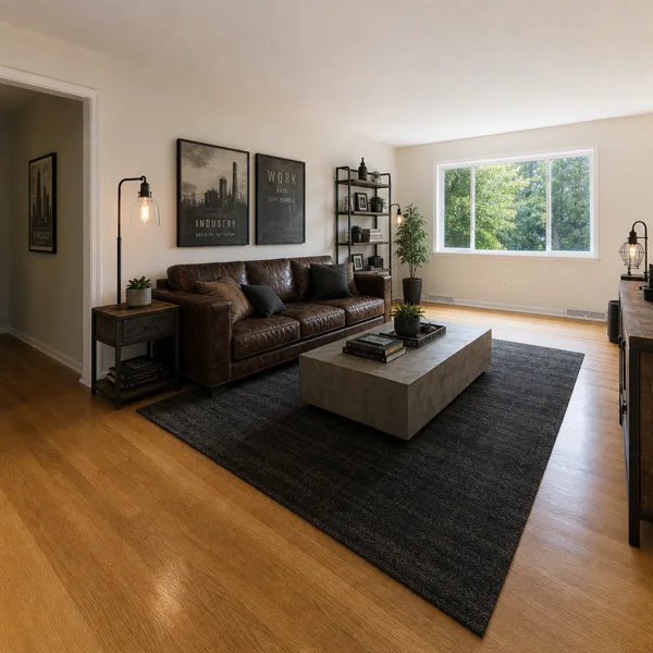 The room restyled in industrial loft style